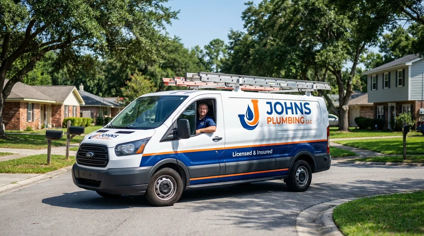 Johns Plumbing LLC service van in Hopatcong, NJ