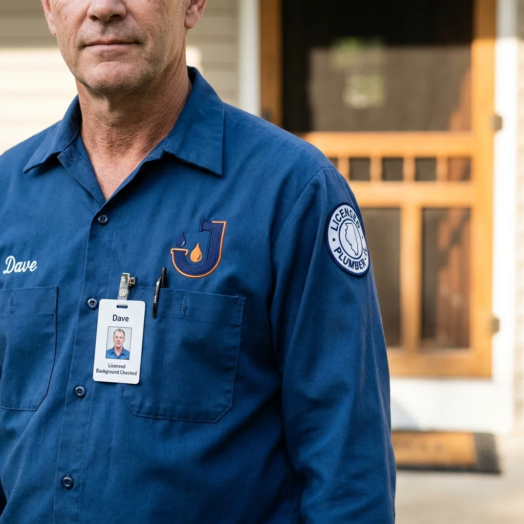 Licensed plumber showing ID badge in Hopatcong, NJ