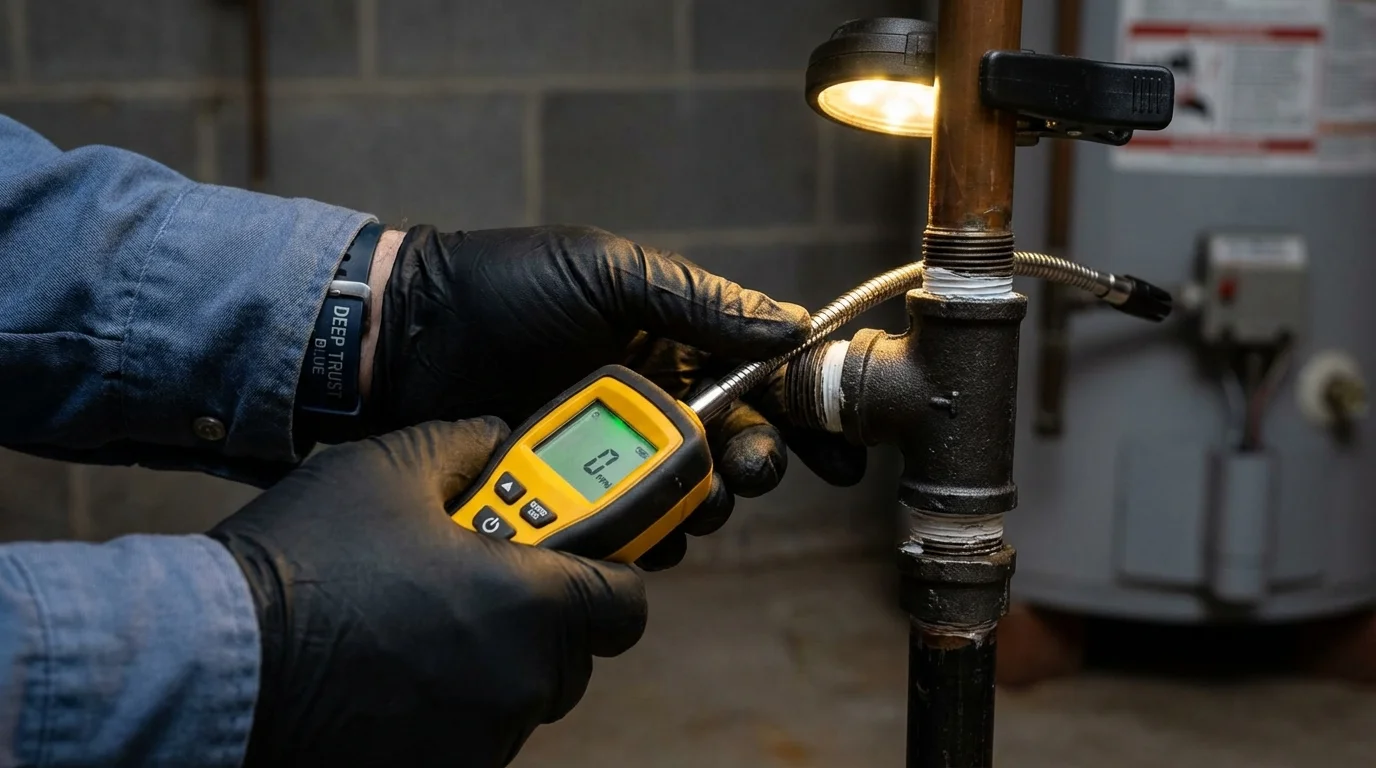 Gas leak detection with electronic sniffer by Johns Plumbing LLC in Hopatcong