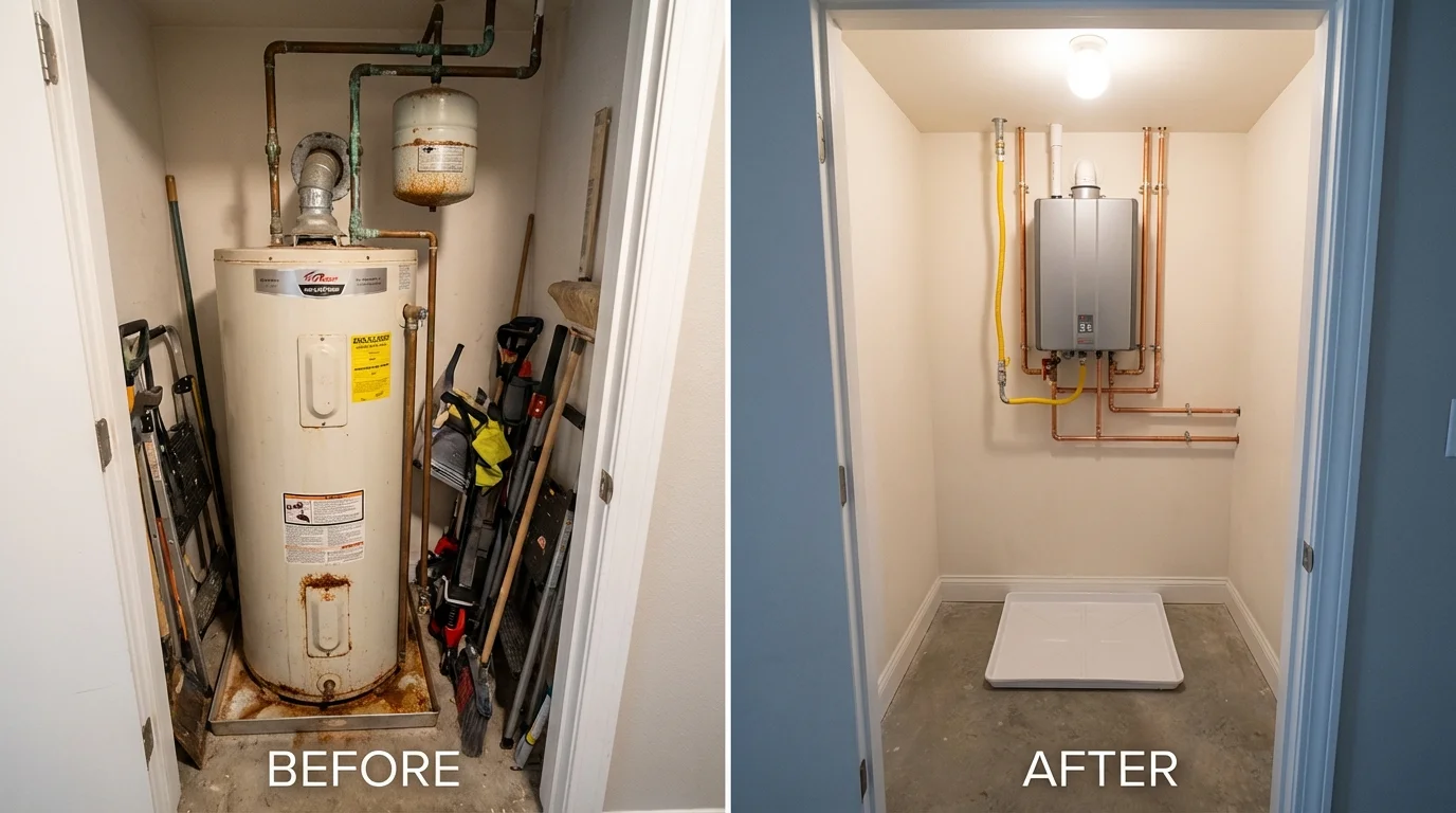 Tank water heater versus wall-mounted tankless unit comparison for Hopatcong, NJ homeowners